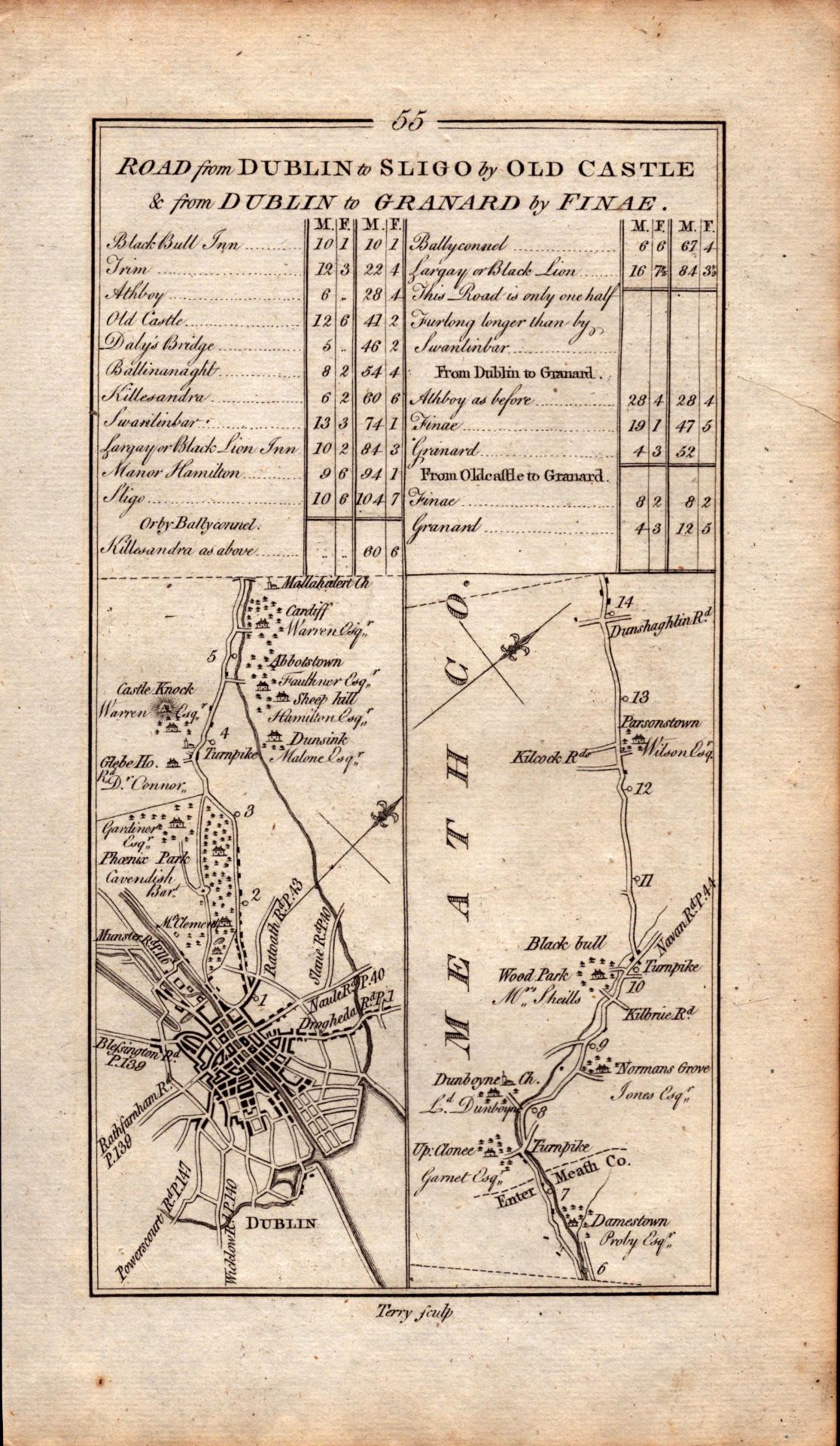 Ireland Rare Antique 1777 Map Dublin to Sligo Trim Kildalkey Dunboyne. - Image 2 of 4