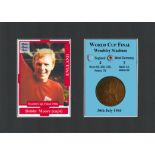 Bobby Moore With The Jules Rimet World Cup Coin & Card Mounted Display.