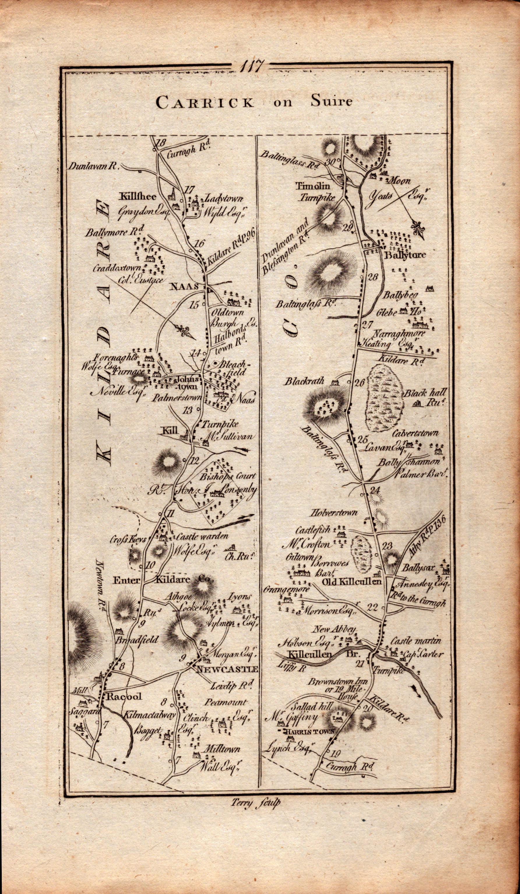 Ireland Rare Antique King George III 1777 Map Kildare Naas Carlow Dublin Cork. - Image 3 of 4