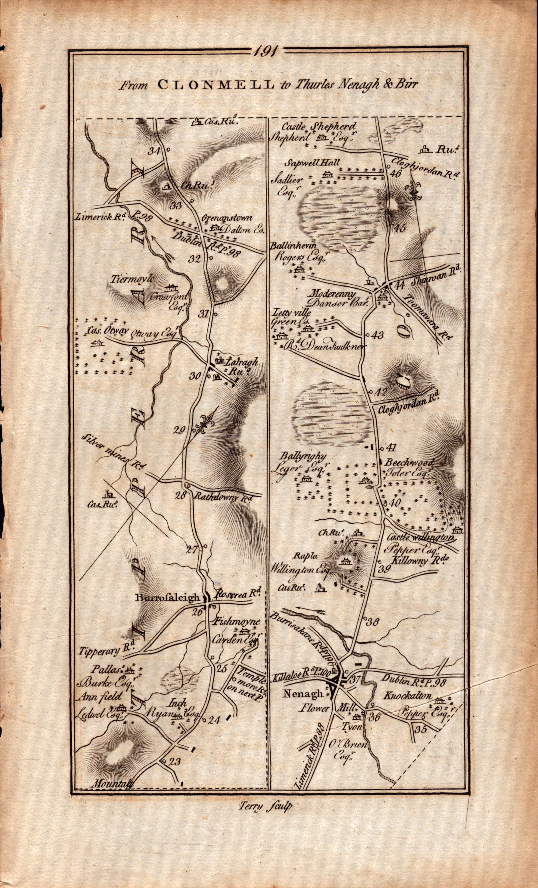 Ireland Rare Antique 1777 Map Tipperary Clonmel Nenagh Templemore Birr. - Image 3 of 4