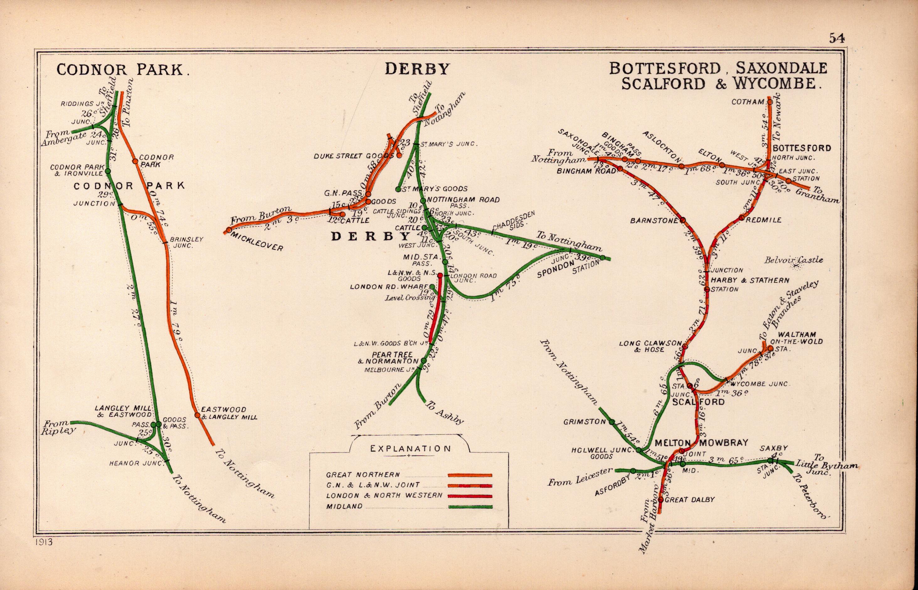 Codnor Park, Derby, Wycombe Antique Railway Junction Diagram-54.