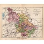 West Riding of Yorkshire 1895 Antique Victorian Coloured Map.