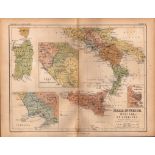Antique 1867 Coloured Classical Geography Map Italia Sicillia.