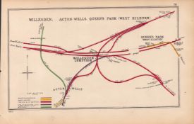 Willesdon Acton Kilburn London Antique Railway Junction Map-78.