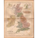 Antique 1867 Victorian Coloured Classical Geography Map Britannia.