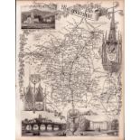 Worcestershire Steel Engraved Victorian Antique Thomas Moule Map.