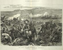 Zulu War Repulse of The Zulu’s at Ginghilovo Antique 1879 Woodgrain Print.