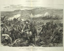Zulu War Repulse of The Zulu’s at Ginghilovo Antique 1879 Woodgrain Print.
