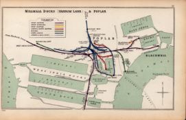 Millwall Docks Harrow Lane & Poplar London Antique Railway Diagram-56.