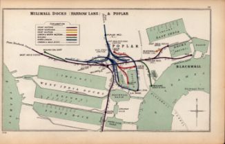 Millwall Docks Harrow Lane & Poplar London Antique Railway Diagram-56.