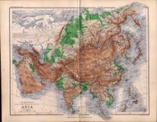Mountains & Valleys of Asia 1871 WK Johnston Antique Coloured Map.