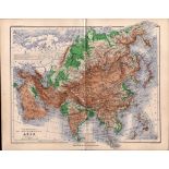 Mountains & Valleys of Asia 1871 WK Johnston Antique Coloured Map.