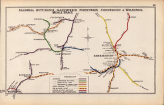 Shrewsbury & Welshpool Antique Railway Junction Diagram Map-68.