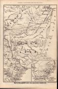 Zulu Wars Map Of Zululand & Adjoining Frontiers 1879 Antique Print.