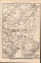 Zulu Wars Map Of Zululand & Adjoining Frontiers 1879 Antique Print.
