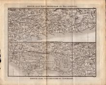 Route New Shoreham To Chichester Fareham & King George IV Antique Map.