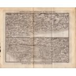 Route New Shoreham To Chichester Fareham & King George IV Antique Map.