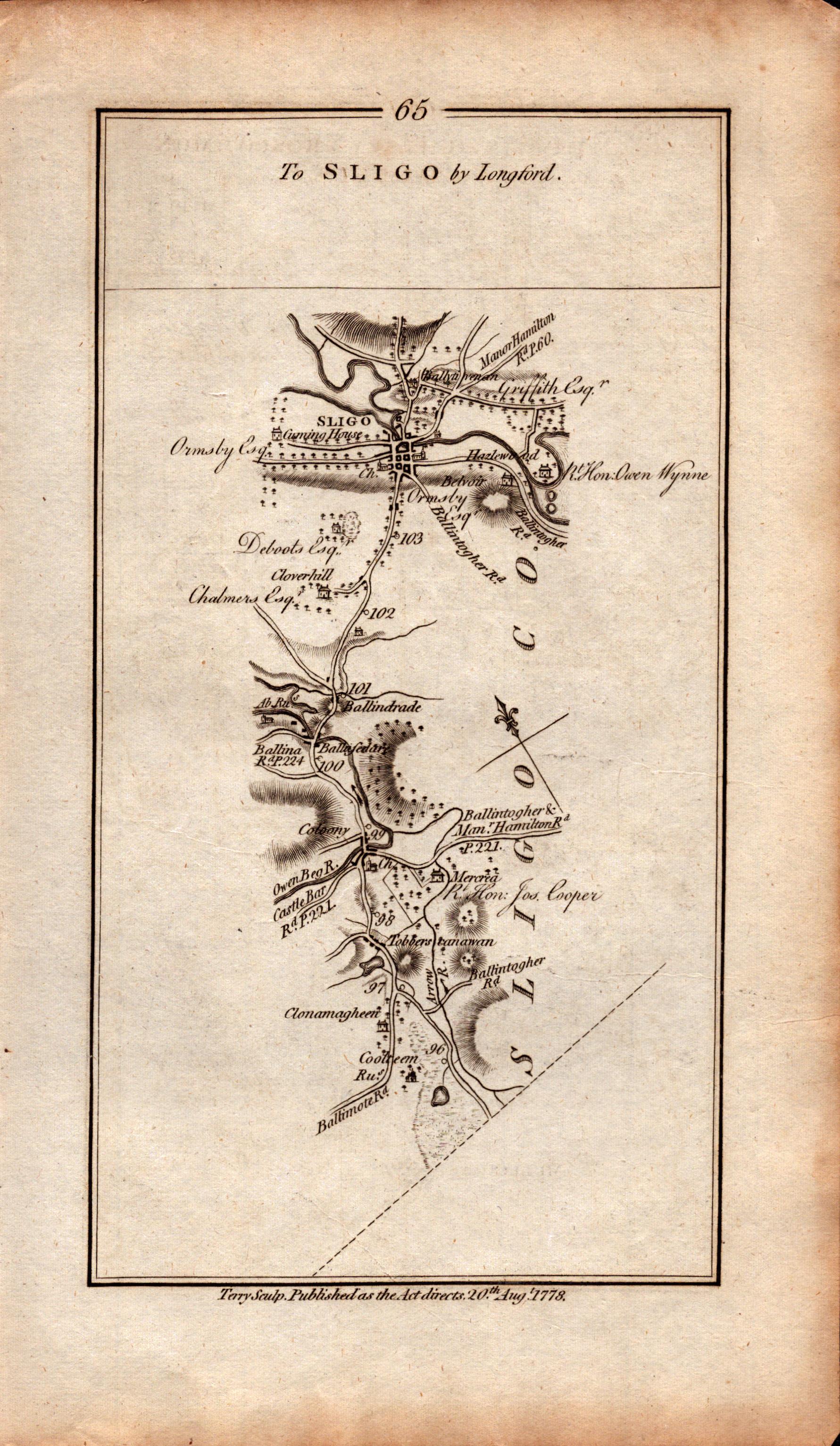 Ireland Rare Antique 1777 Map Sligo Mullingar Sonna Lough Roscommon. - Image 3 of 3