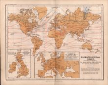 Climatological Chart Of The World 1871 WK Johnston Victorian Antique Map.