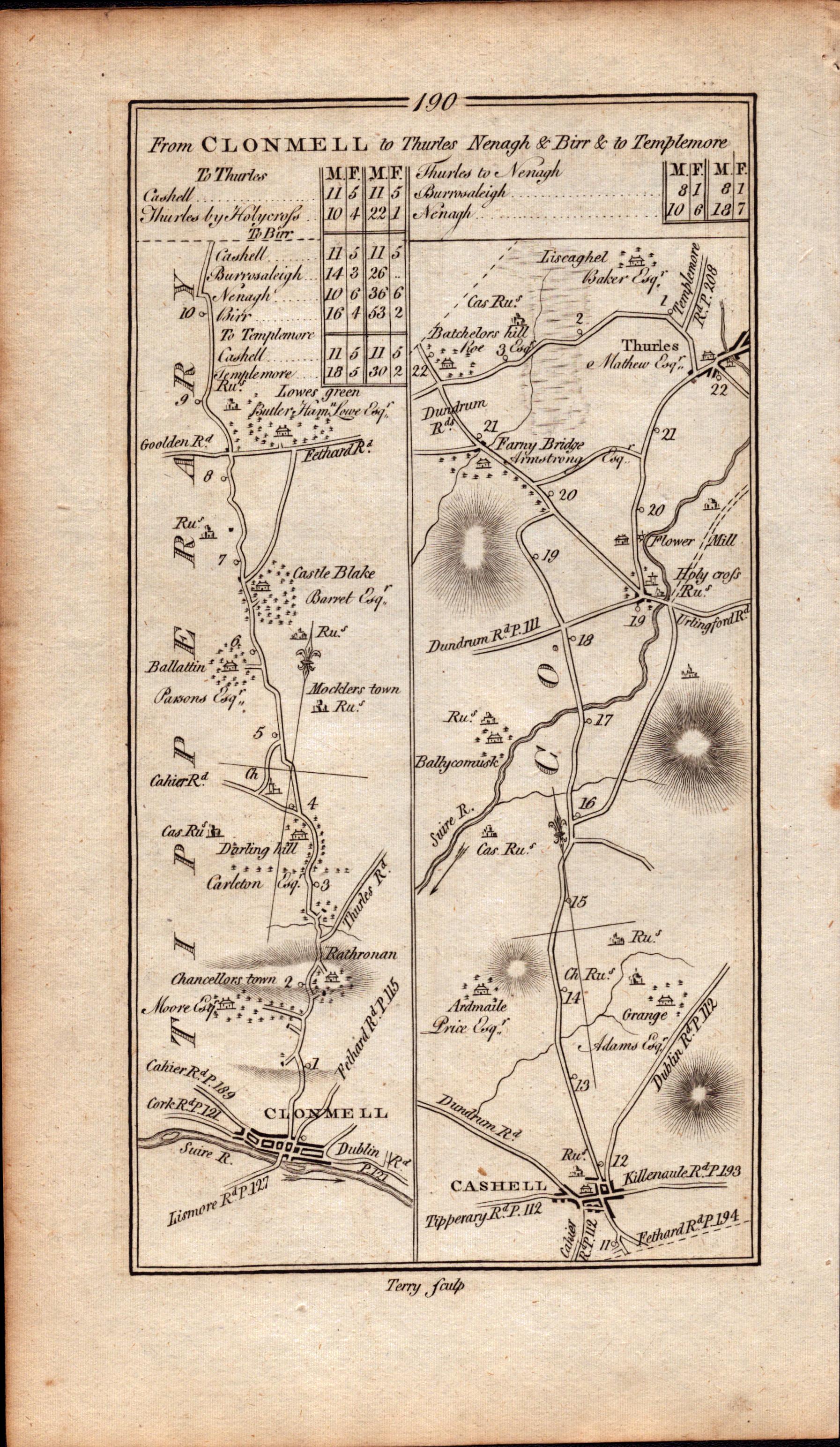 Ireland Rare King George III Antique 1777 Map Limerick Clonmell Cashell Thurles. - Image 3 of 4