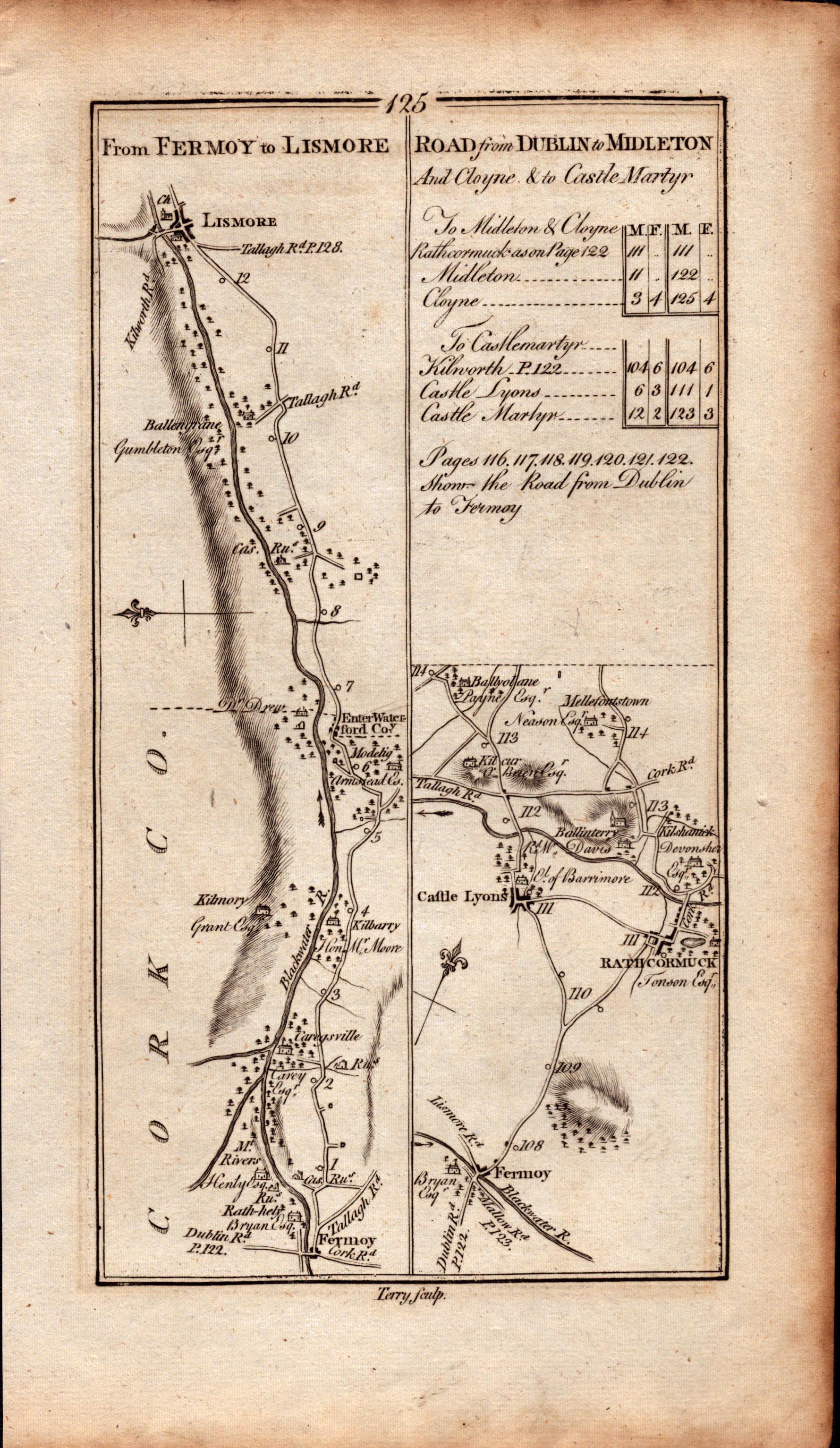 Ireland Rare Antique 1777 Map Co Cork Lismore Midleton Fermoy Cloyne Mogeely. - Image 2 of 4