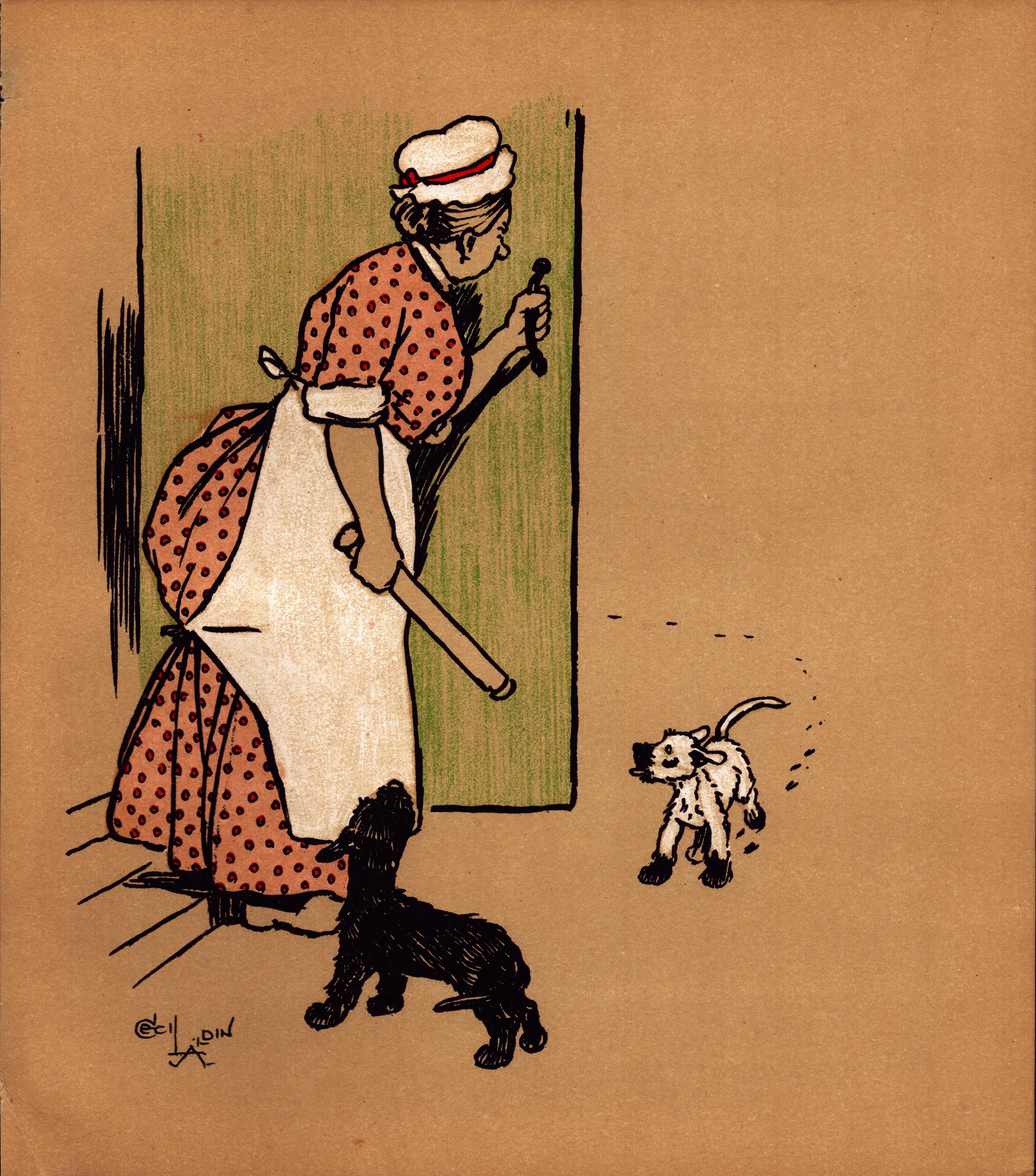 Cecil Aldin “Rough & Tumble” Scotch Terriers Antique Colour Illustration-17.