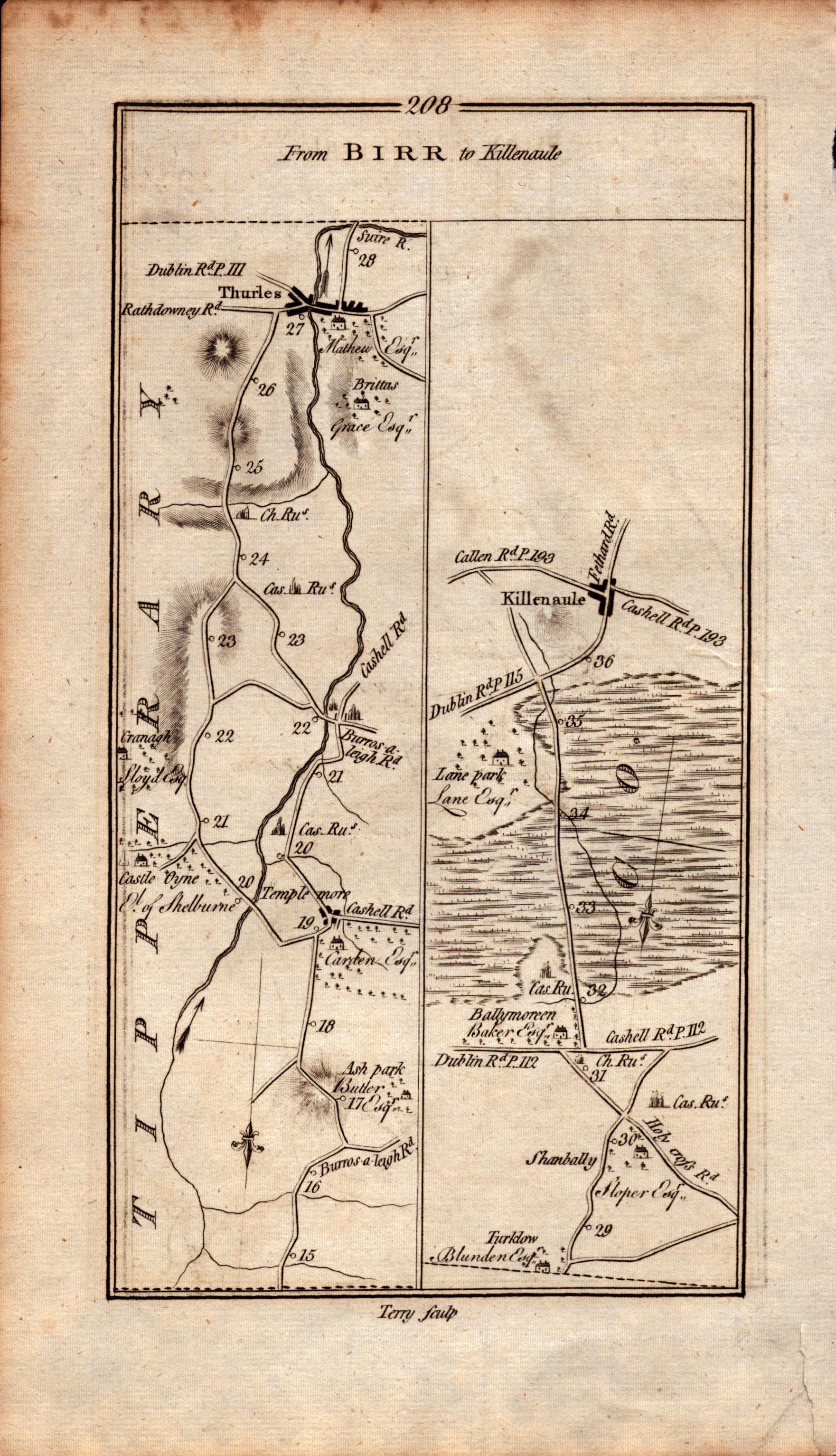 Ireland Rare Antique 1777 Map Birr Templemore Thurles Tipperary . - Image 2 of 4