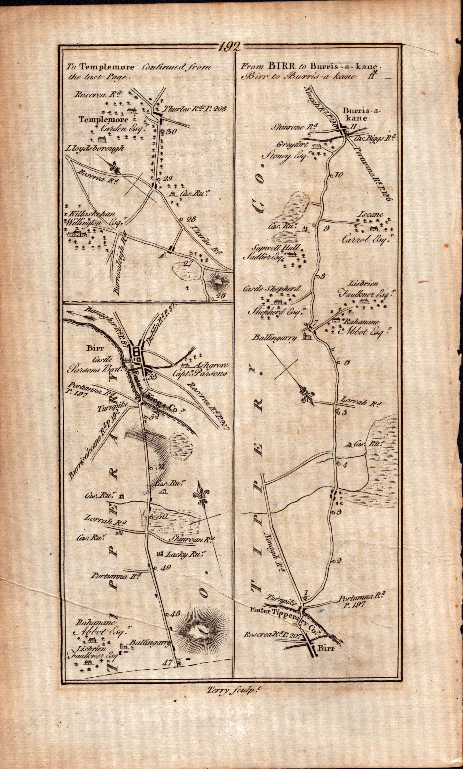 Ireland Rare Antique 1777 Map Tipperary Clonmel Nenagh Templemore Birr. - Image 2 of 4