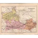 County of Berkshire 1895 Antique Victorian Coloured Map.