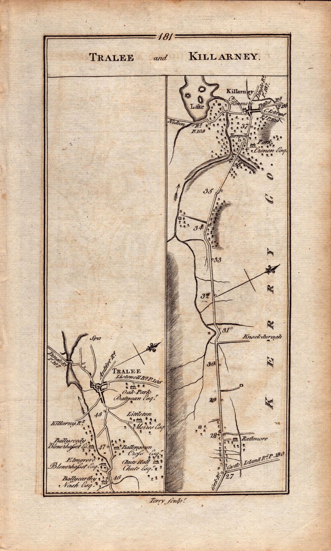 Ireland Rare Antique 1777 Map Tralee Killarney Mallow Cork Millstreet. - Image 2 of 4