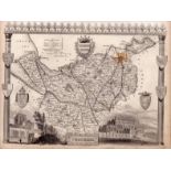 County Cheshire Steel Engraved Victorian Antique Thomas Moule Map.