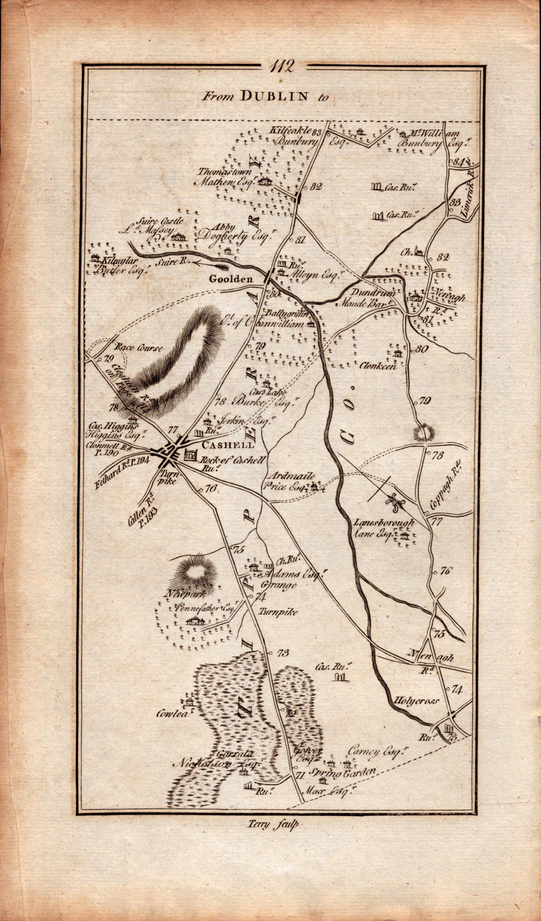 Ireland Rare Antique King George III 1777 Map Dublin Rock of Cashel Newport Tipperary . - Image 2 of 4