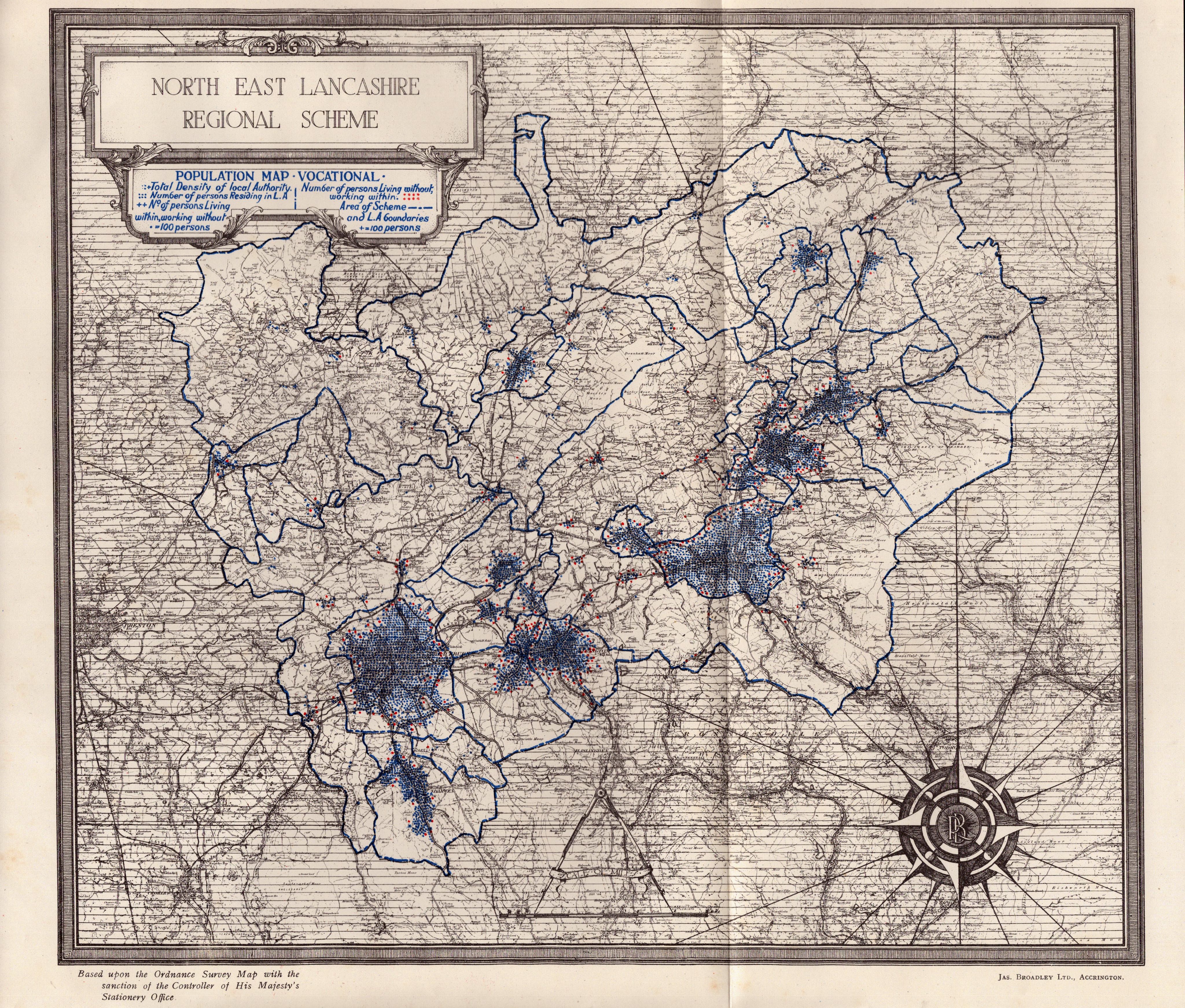 Collection of 9 North-East Lancashire 1929 Regional planning Scheme Report Maps - Image 7 of 10