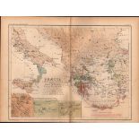 Antique 1867 Coloured Classical Map Greece, A Bello Peloponnesiaco.