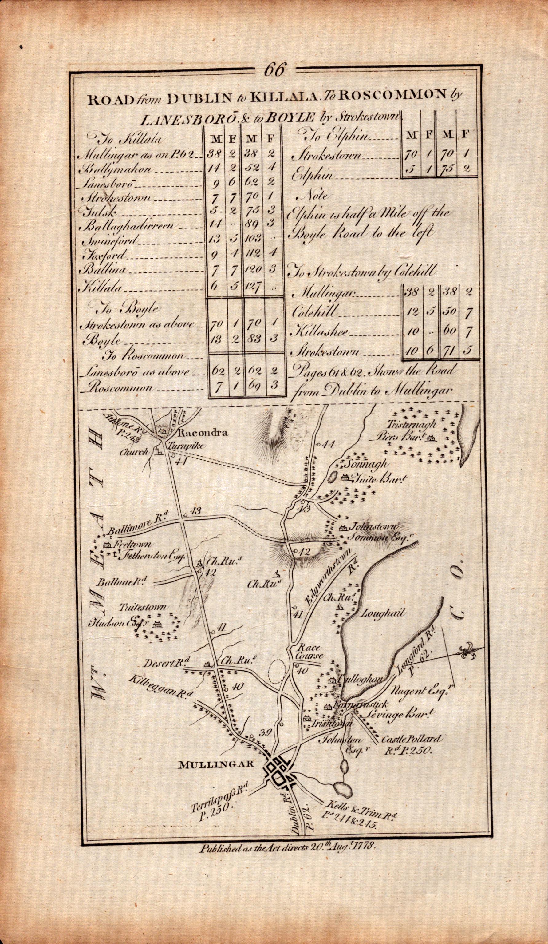 Ireland Rare Antique 1777 Map Sligo Mullingar Sonna Lough Roscommon. - Image 2 of 3