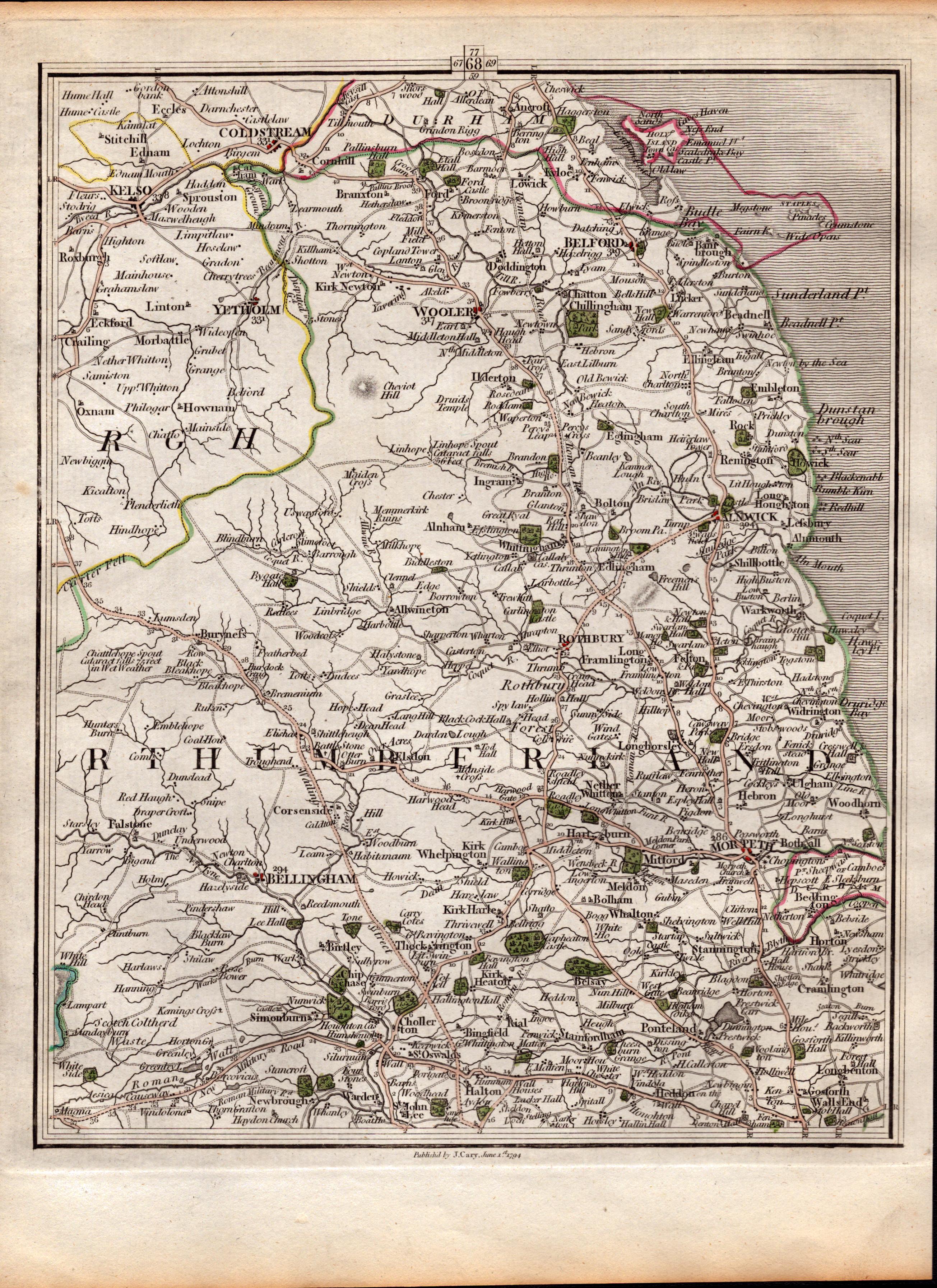 Northumberland John Cary’s Antique George III 1794 Map-68.