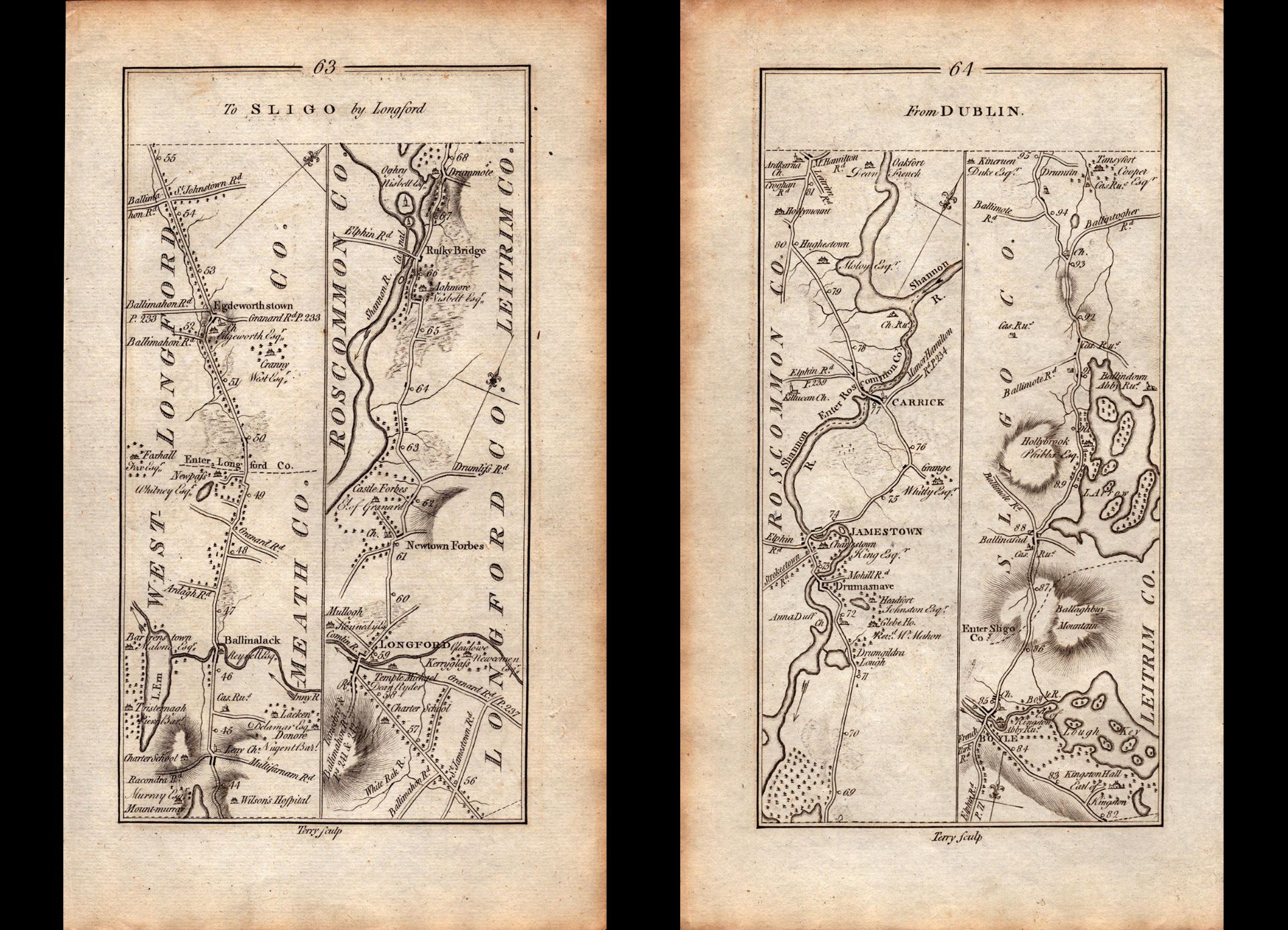 Ireland Rare Antique 1777 Map Sligo Longford Carrick On Shannon Areas.