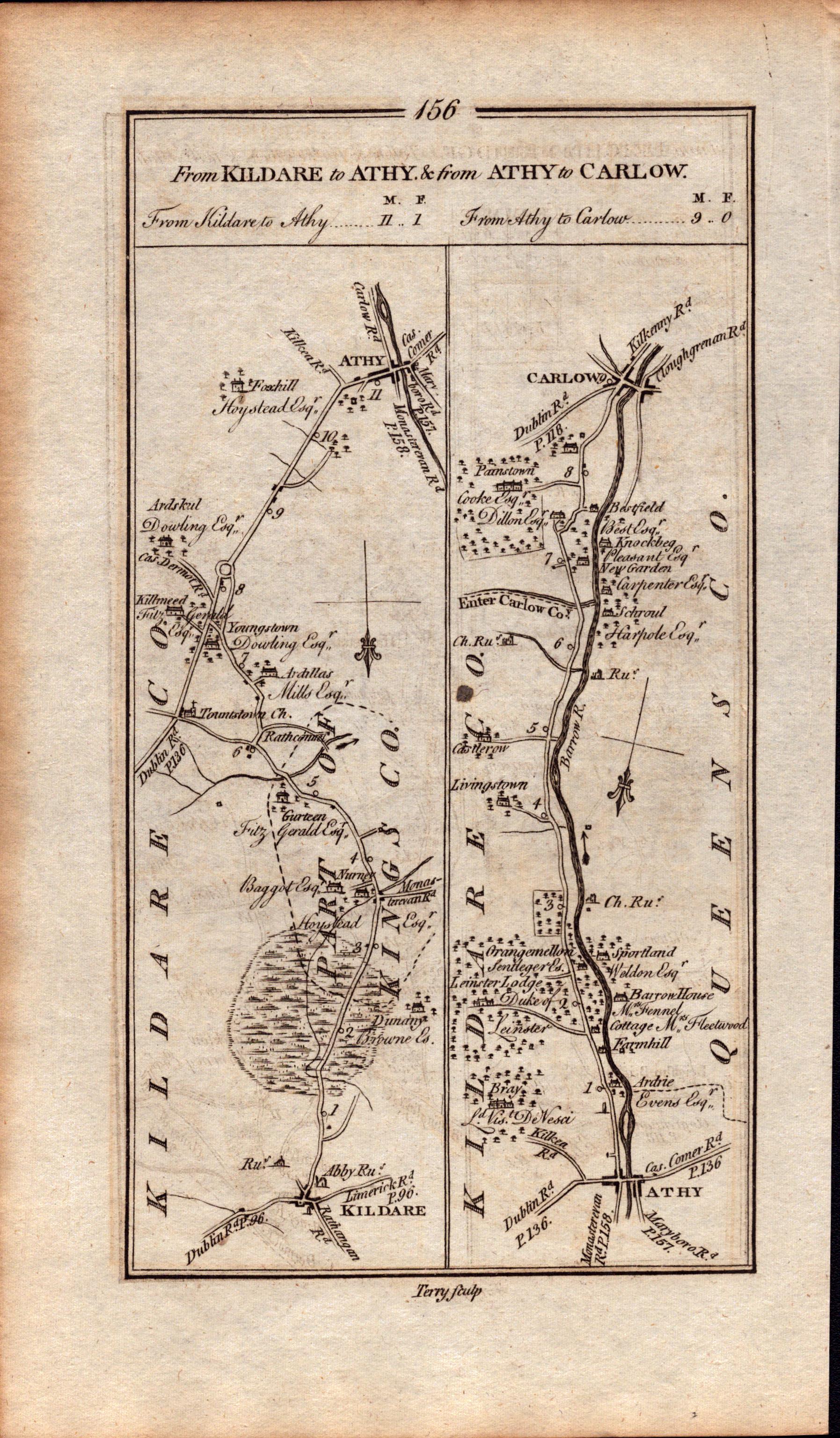 Ireland Rare Antique 1777 Map Carlow Wicklow Kildare Laois Offaly Etc. - Image 2 of 3
