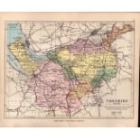 County Cheshire 1895 Antique Victorian Coloured Map.