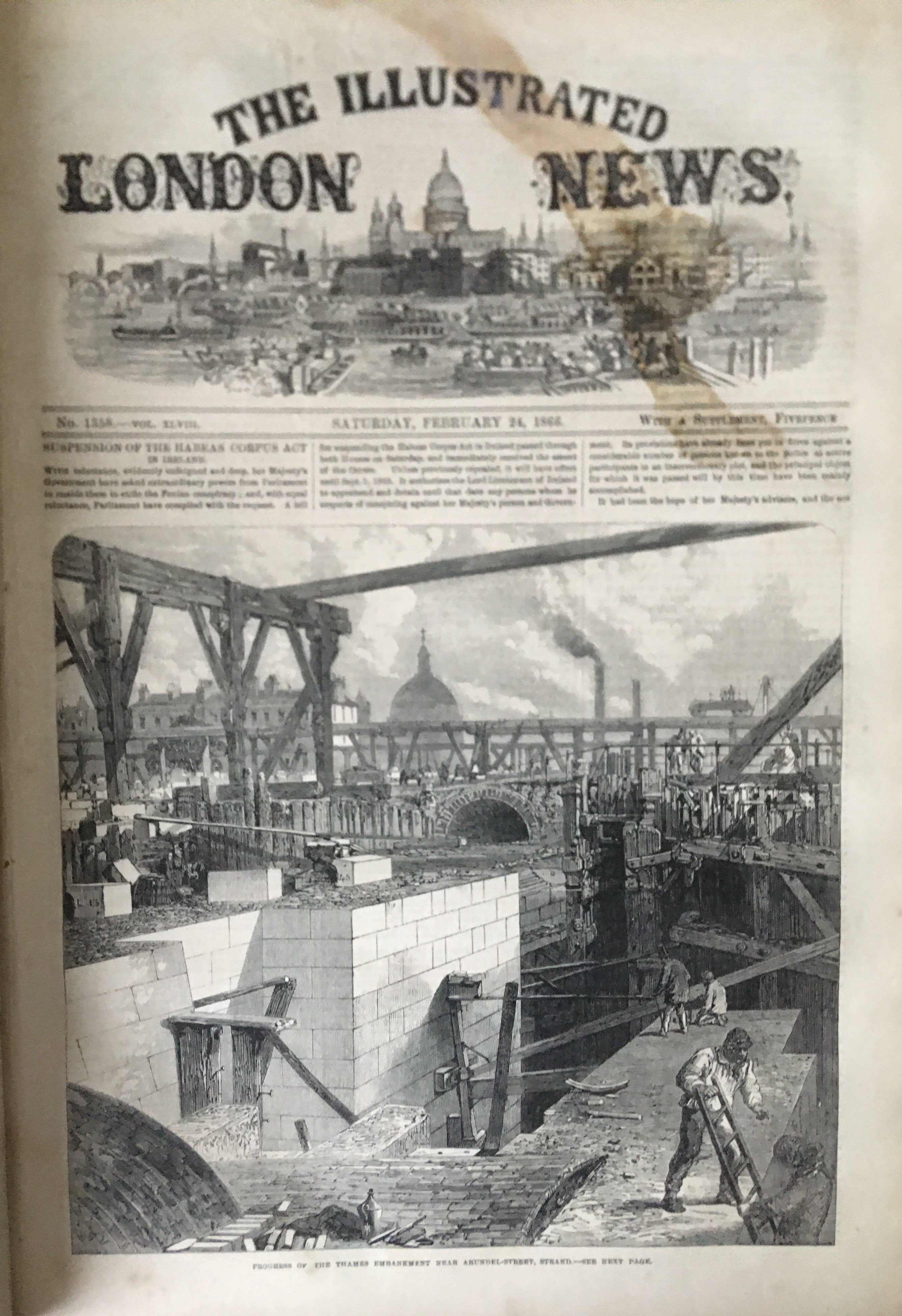 Illustrated London News Antique Bound Jan-June 1866 Over 600 Pages. - Image 2 of 16