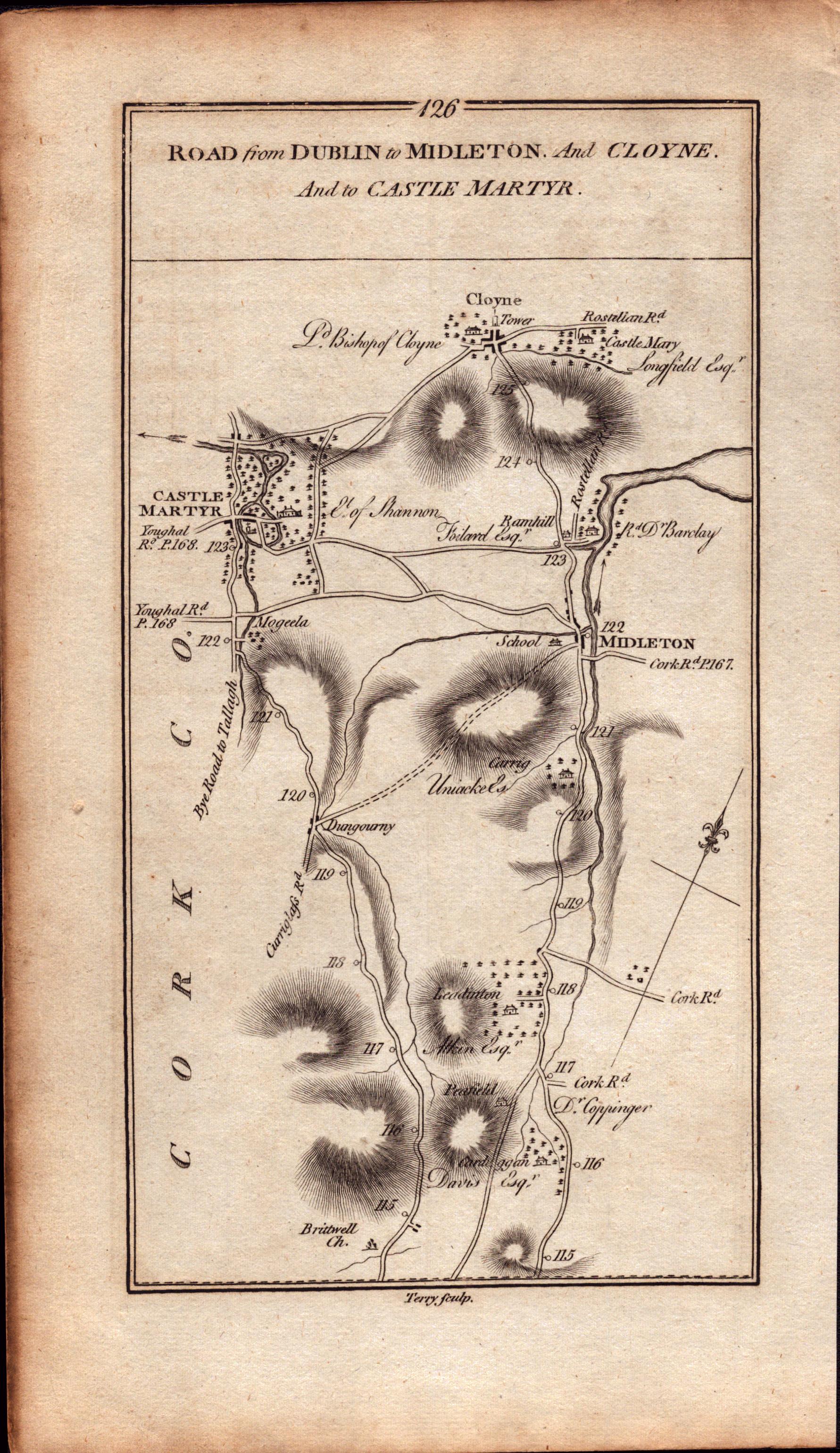 Ireland Rare Antique 1777 Map Co Cork Lismore Midleton Fermoy Cloyne Mogeely. - Image 3 of 4