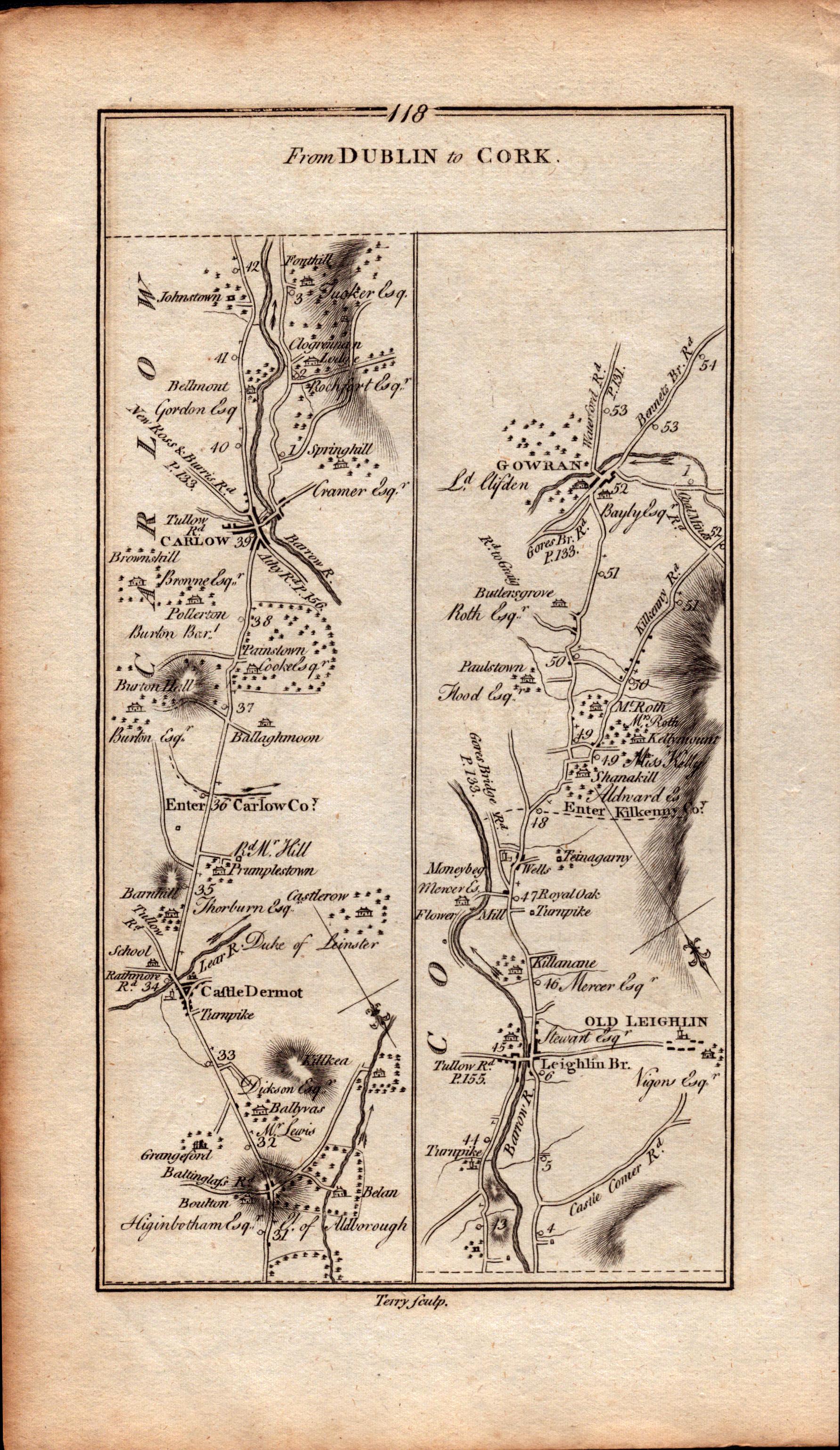 Ireland Rare Antique King George III 1777 Map Kildare Naas Carlow Dublin Cork. - Image 2 of 4