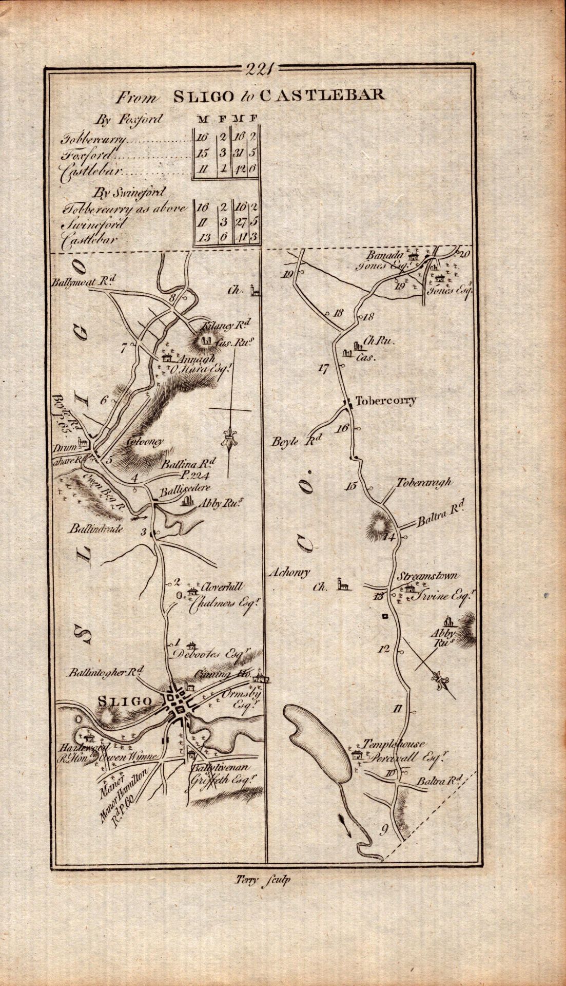 Ireland Rare Antique King George III 1777 Map Sligo Castlebar Tobercorry Co Mayo. - Image 2 of 4