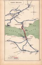 Forth Bridge Dunfermine Inverkeithing Scotland Antique Railway Diagram-129.