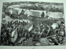 The Zulu War The Method of Defence Antique 1879 Woodgrain Print.