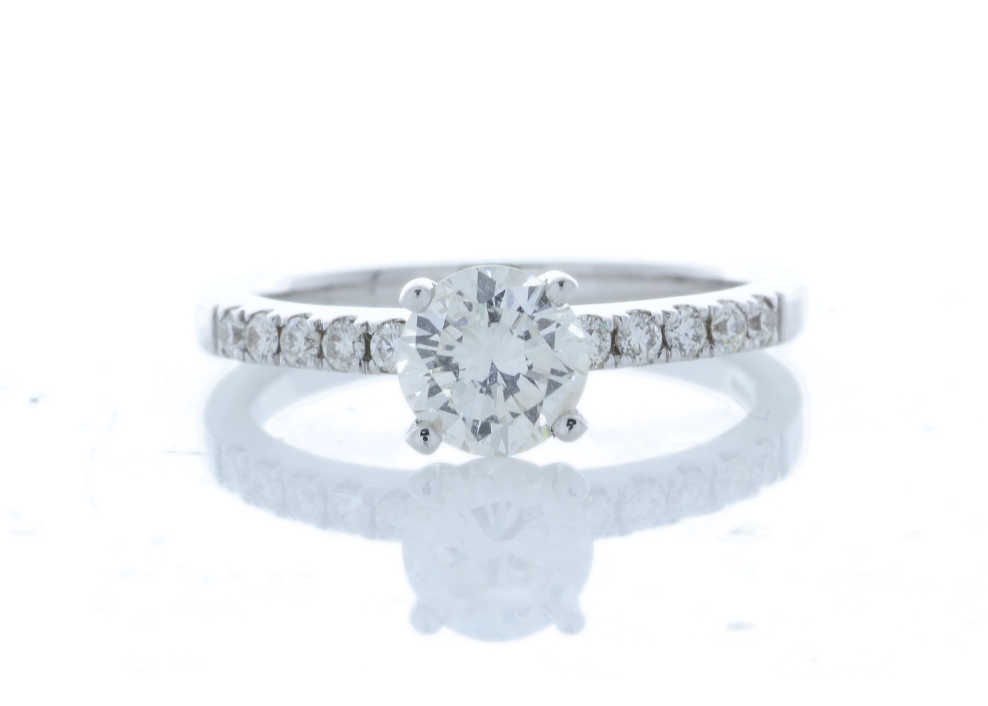 18ct White Gold Single Stone Prong Set With Stone Set Shoulders Diamond Ring (0.70) 0.90 Carats