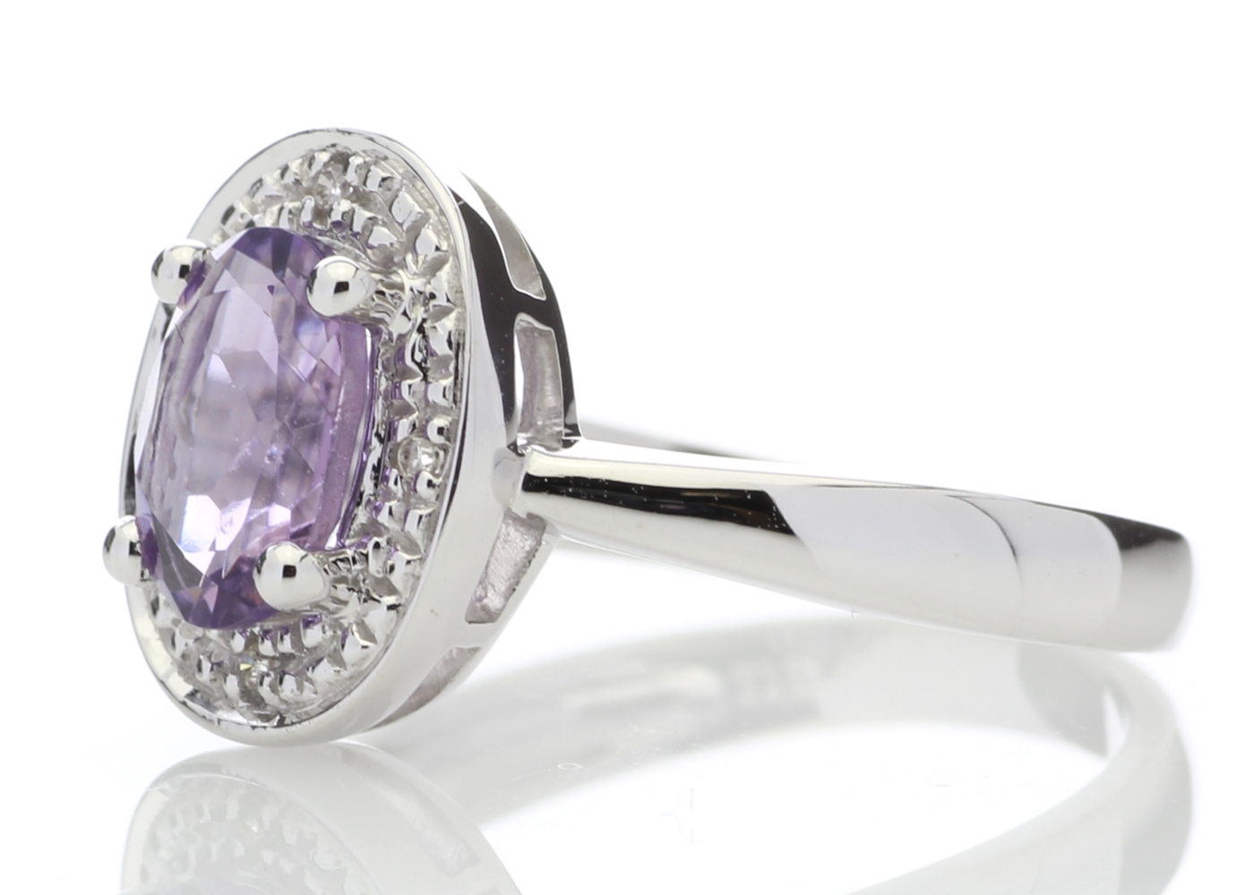 9ct White Gold Cluster Diamond Amethyst Ring (A1.13) 0.02 Carats - Image 2 of 5