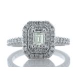 Platinum Single Stone With Halo Setting Ring 0.99 Carats