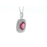 9ct White Gold Oval Ruby and Diamond Cluster Pendant (R1.54) 0.28 Carats