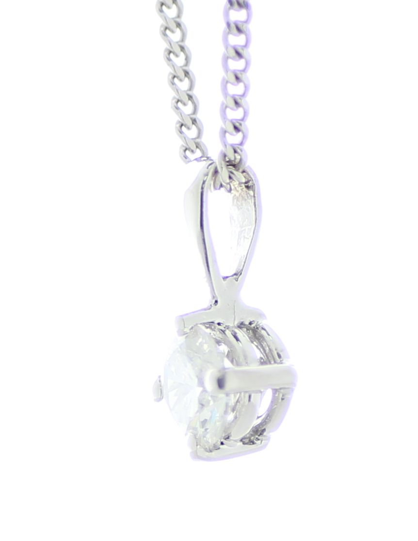 18ct White Gold Single Stone Prong Set Diamond Pendant and Chain 0.51 Carats - Bild 2 aus 3